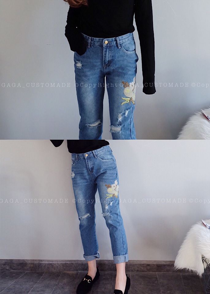 Embroidered Flora Jeans (Denim) - Image 3