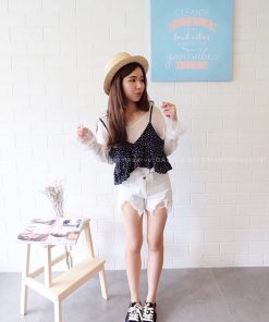 SUMMER CHIFFON CROP (NAVY YELLOW)