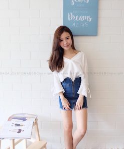 HIGHWAIST ZIPPER SKIRT (BLUE)