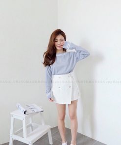 Overlay Button Skirt (White)