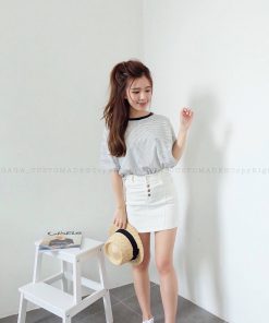 SKINNY WHITE SKIRT (WHITE)