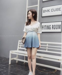 V NECK SKYLISH ROMPER (WHITE_BLUE)