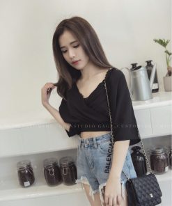 GA LADY CROSS BLOUSE (BLACK)