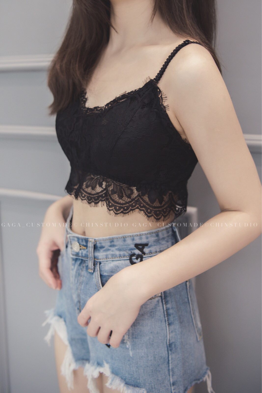 LACEY TUBE BRA (BLACK)