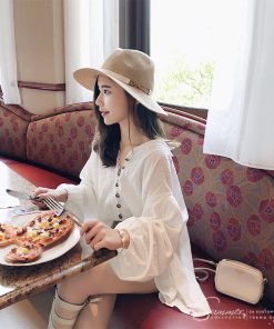 V NECK BUTTON BLOUSE